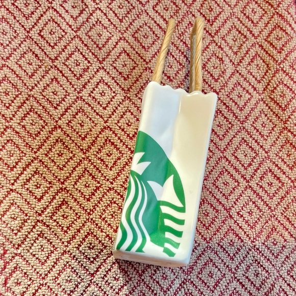 Retired Starbucks White ceramic gift card holder mini bag - Picture 2 of 8